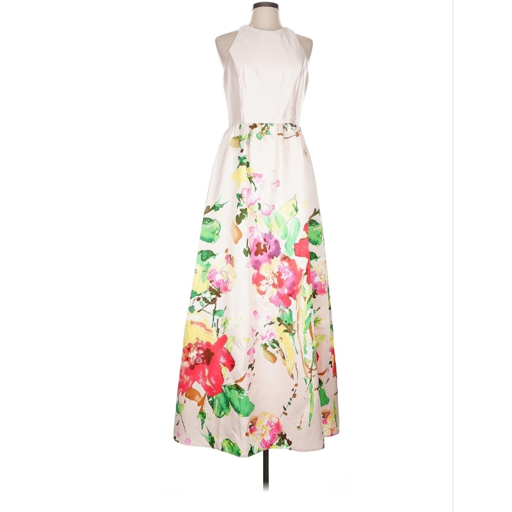 Samuel Dong Floral Maxi Dress - White, Pink, Green